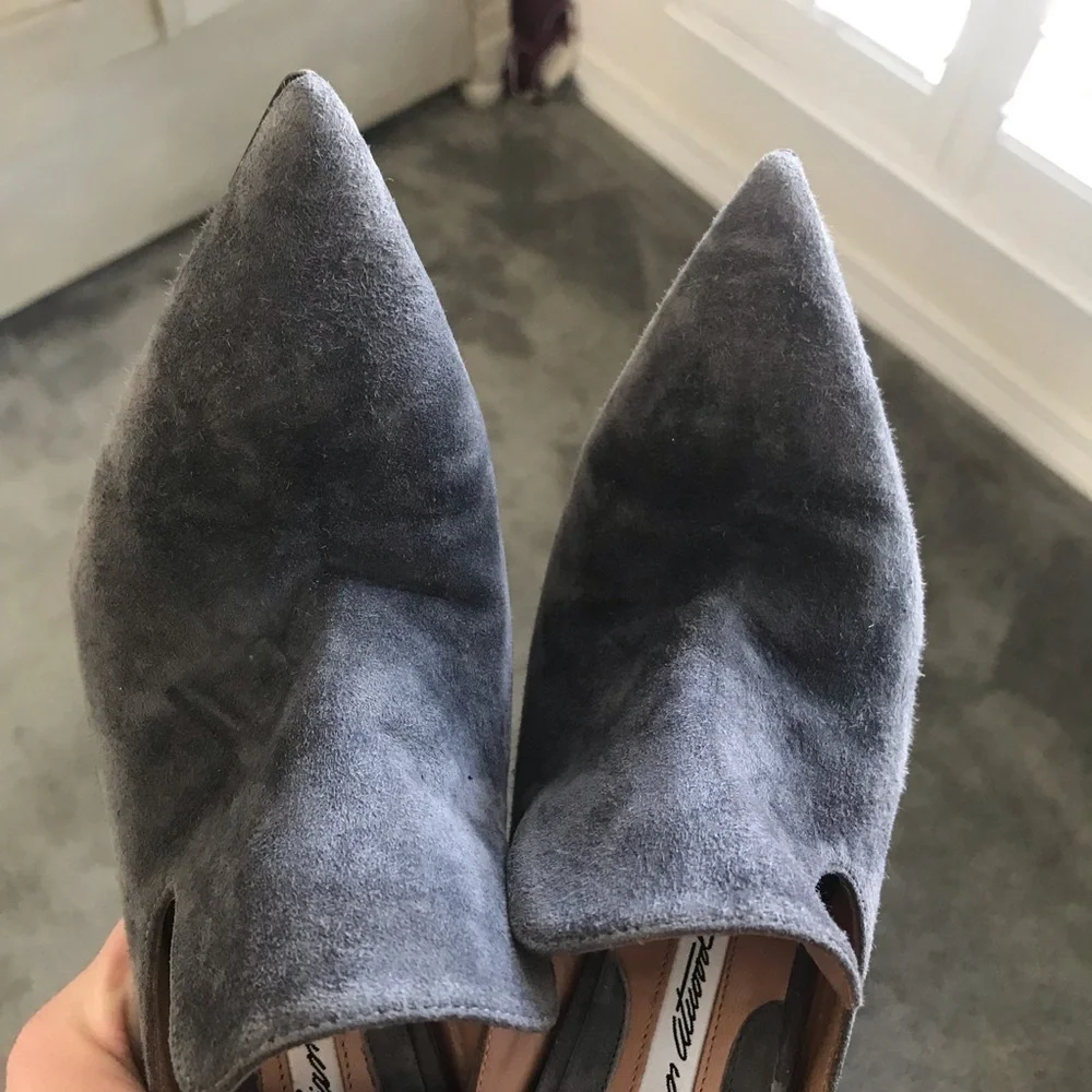 VGUC Brian Atwood Liason Mules in Gray Suede | Size 36 - Picture 8 of 10